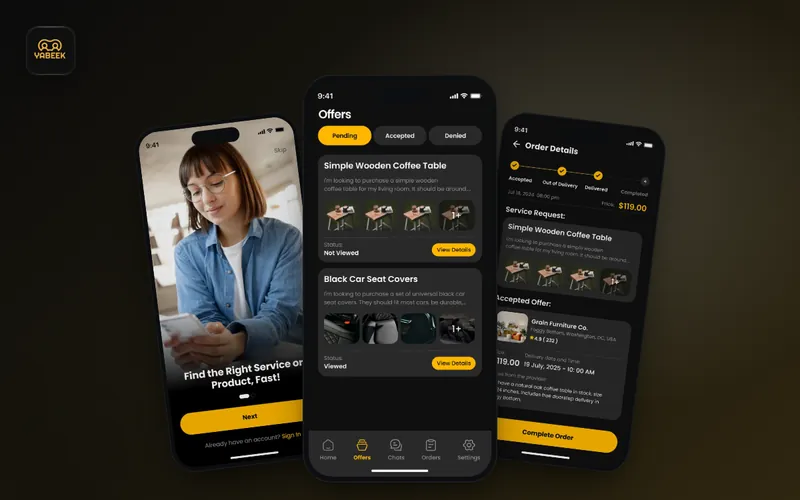 Yabeek app screens