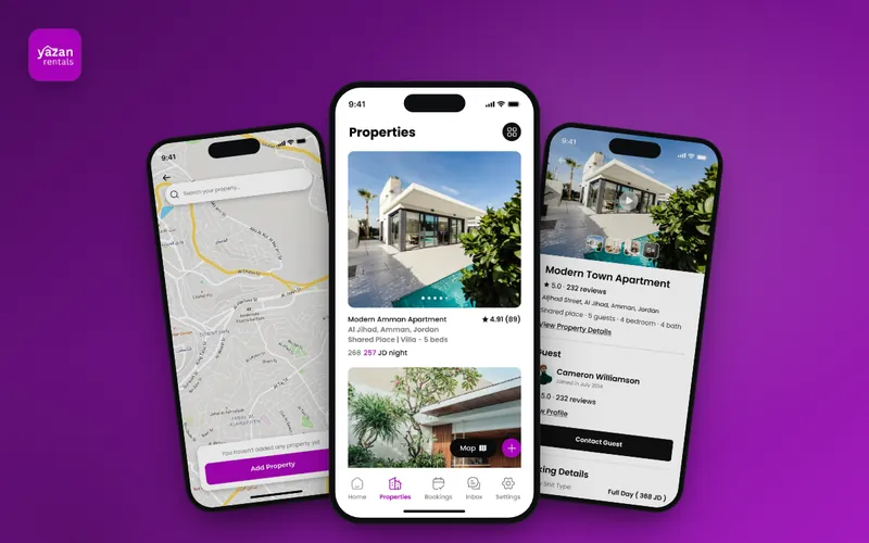 Yazan Rentals app screens